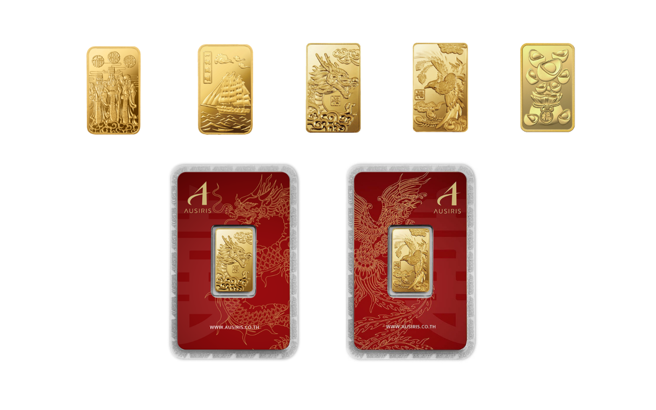 9.4 cm. 9.4 cm. STAMPED GOLD BARS Front CertiAUSIRIS packaging is a guarantee of genuine AUSIRIS bars and quality excellence 9.4 cm. 9.4 cm. Back Product information WWW.AUSIRIS.CO.TH - 6